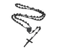 Supcare Rosary Beads Catholic Women's Necklace, Y-Shaped Stainless Steel Prayer Rosary Necklace with Guardian Pendants (St. Michael/St. Christopher/Virgin Mary), Unisex, Boxed in Silver/Gold/Black