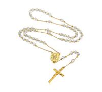 Supcare Rosary Beads Catholic Women's Necklace, Y-Shaped Stainless Steel Prayer Rosary Necklace with Guardian Pendants (St. Michael/St. Christopher/Virgin Mary), Unisex, Boxed in Silver/Gold/Black