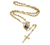 Supcare Rosary Beads Catholic Women's Necklace, Y-Shaped Stainless Steel Prayer Rosary Necklace with Guardian Pendants (St. Michael/St. Christopher/Virgin Mary), Unisex, Boxed in Silver/Gold/Black