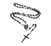 Supcare Rosary Beads Catholic Women's Necklace, Y-Shaped Stainless Steel Prayer Rosary Necklace with Guardian Pendants (St. Michael/St. Christopher/Virgin Mary), Unisex, Boxed in Silver/Gold/Black