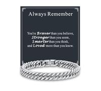 Supcare Silver Cuban Link Bracelets, 316L Stainless Steel Men's Bracelets with Always Remember Card, Hand Polishing, Multiple Sizes, Surprise Gift for Loved Ones on Birthday & Christmas