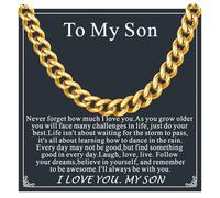 Supcare Son's Exclusive 20" Men's Gold Chain, Gift for Son, 14K Cuban Chain for Men, 6mm Gold Plated Necklace, Ideal Boy's Necklaces for Birthday & Christmas Gifting