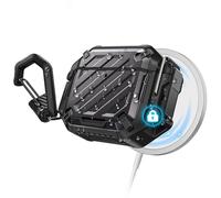 SUPCASE for AirPods 4 Case with Lock & Carabiner, [IP68 Waterproof] [Compatible with MagSafe] Full-Body Anti-Scratch Hard Shell Waterproof Cover for AirPods 4th Generation 2024, Black