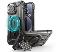 SUPCASE for iPhone 15 Pro Max Case with Stand [Compatible with MagSafe] [Built-in Camera Cover] [Military-Grade Protection] Heavy Duty Magnetic Phone Case for iPhone 15 Pro Max, Black