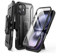 SUPCASE for iPhone 16 Case with Screen Protector & Kickstand, Black | Detachable Belt Clip, Military-Grade Protection, Full Body Heavy Duty Phone Case for iPhone 16 6.1'' 2024, Unicorn Beetle Pro