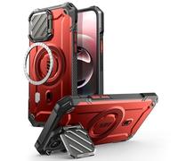 SUPCASE for iPhone 16e/15/14/13 Case with Camera Cover Stand (UBMag XT), [Compatible with MagSafe] [Built-in Kickstand] [Military-Grade Protection] Magnetic Case for iPhone 16e 6.1" (Ruddy)