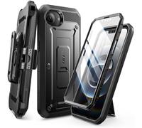 SUPCASE for iPhone 16e Case with Screen Protector (Unicorn Beetle Pro), [Built-in Stand & Belt-Clip] [Military-Grade Protection] Full Body Phone Case for iPhone 16e 6.1'' 2025 (Black)
