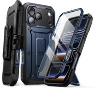 SUPCASE for iPhone 17 Pro Case with Camera Control Button (Unicorn Beetle Pro), [Built-in Kickstand & Screen Protector] [Military-Grade Protection] Full Body Heavy Duty Phone Case (Azure)