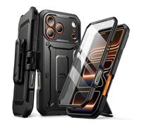 SUPCASE for iPhone 17 Pro Case with Camera Control Button (Unicorn Beetle Pro), [Built-in Kickstand & Screen Protector] [Military-Grade Protection] Full Body Heavy Duty Phone Case (Black)