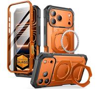 SUPCASE for iPhone 17 Pro Case with Tempered Glass Screen Protector (UBGrip Pro), [Compatible with MagSafe] [Built-in Kickstand] Full-Body Heavy Duty Magnetic Phone Case(Coral)