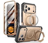 SUPCASE for iPhone 17 Pro Case with Tempered Glass Screen Protector, [Camera Control Cover] [Compatible with MagSafe] [Built-in Kickstand] Full-Body Heavy Duty Magnetic Phone Case (Desert)