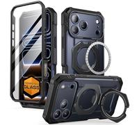 SUPCASE for iPhone 17 Pro Case with Tempered Glass Screen Protector (UBGrip Pro), [Compatible with MagSafe] [Built-in Kickstand] Full-Body Heavy Duty Magnetic Phone Case(Black)