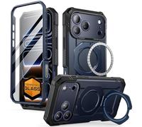 SUPCASE for iPhone 17 Pro Case with Tempered Glass Screen Protector (UBGrip Pro), [Compatible with MagSafe] [Built-in Kickstand] Full-Body Heavy Duty Magnetic Phone Case(Azure)