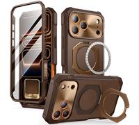 SUPCASE for iPhone 17 Pro Max Case (UBGrip Pro), [Built-in Tempered Glass Screen Protector & Stand] [Compatible with MagSafe] Full Body Heavy Duty Magnetic Phone Case for iPhone 17 Pro Max (Brown)