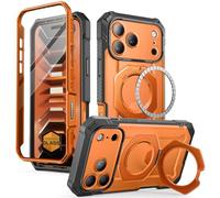SUPCASE for iPhone 17 Pro Case with Tempered Glass Screen Protector (UBGrip Pro), [Compatible with MagSafe] [Built-in Kickstand] Full-Body Heavy Duty Magnetic Phone Case(Coral)