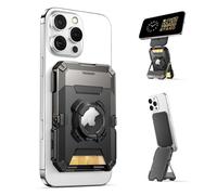 SUPCASE for MagSafe Wallet with AirTag Holder, Magnetic Airtag Wallet for Men, [Hold 5 Cards] [Adjustable Stand] [RFID Blocking] Phone Card Holder Tripod for iPhone 17/16/15/14/13/12 Series, Dark