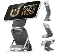 SUPCASE for MagSafe Wallet with Stand, Magnetic Wallet for Men, [Hold 5 Cards] [Adjustable Stand] [RFID Blocking] Phone Credit Card Holder Tripod for iPhone 17/16/15/14/13/12 Series (Silver)