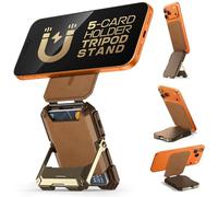 SUPCASE for MagSafe Wallet with Stand, Magnetic Wallet for Men, [Hold 5 Cards] [Adjustable Stand] [RFID Blocking] Phone Credit Card Holder Tripod for iPhone 17/16/15/14/13/12 Series (Brown)