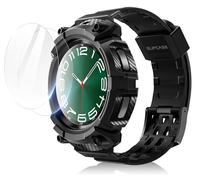 SUPCASE Unicorn Beetle Pro Case for Samsung Galaxy Watch 6 Classic 47mm (2023 Release), [2 Pack Screen Protector] Rugged Protective With Strap Bands (Black)
