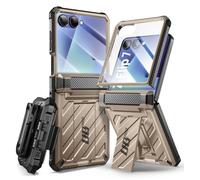 SUPCASE for Samsung Galaxy Z Flip 7 Case with Built-in Kickstand, Desert | Belt-Clip, Hinge Protection, Front Tempered Glass Screen Protector, Full Body Military-Grade Phone Cover, Unicorn Beetle Pro