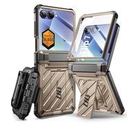 SUPCASE for Samsung Galaxy Z Flip 7 Case with Built-in Stand & Belt-Clip (Unicorn Beetle Pro), [Hinge Protection] [Front Tempered Glass Screen Protector] Full Body Military-Grade Phone Cover (Desert)