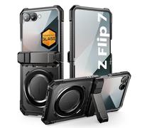 SUPCASE for Samsung Galaxy Z Flip 7 Case with Stand & Front Screen Protector (Unicorn Beetle Grip), [Support MagSafe] [Hinge Protection] Full Body Military-Grade Translucent Back Phone Cover (Black)