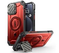 SupCase iPhone 15 Pro 6.1 Case [mag XT] Heavy Duty Protective Case Compatible with MagSafe and Shockproof Camera Stand Red