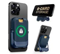 SUPCASE Magsafe Card Holder with Phone Holder, Magnetic Wallet [Hold 6 Cards] [RFID Blocking ] [Strong Magnetic Lock] Card Holder for iPhone 16/15/14/13/12 Series (Blue)