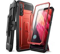 Supcase Outdoor Case for Samsung Galaxy S21 FE 5G 6.4 Inches, Mobile Phone Bumper Case 360 Degree Protective Cover (Unicorn Beetle Pro) with Integrated Screen Protector and Stand - Red
