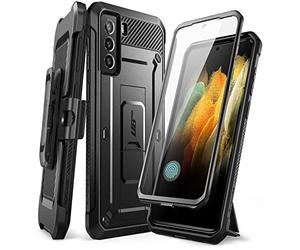 SupCase Outdoor Case for Samsung Galaxy S21 FE 5G 6.4 Inches, Mobile Phone Bumper Case 360 Degree Protective Cover (Unicorn Beetle Pro) with Integrated Screen Protector and Stand - Black
