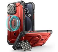 SUPCASE UB Mag XT Case for iPhone 15 Pro Max 6.7 inch (2023) with Camera Protection, Compatible with MagSafe, Rugged Case with Built in Kickstand (Red)