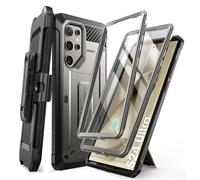 SUPCASE Unicorn Beetle Pro for Samsung Galaxy S24 Ultra Case with Stand, [2 Front Frame] 360 Full-Body Shockproof Belt-Clip & Kickstand Case with Screen Protector Phone Case for S24 Ultra, Gray