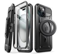 SUPCASE Unicorn Beetle Pro Mag for iPhone 15 Plus Case with Stand [MagSafe Compatible] [Built-in Screen Protector] [Military-Grade Protection] Full-body Shockproof Mganetic Phone Case, Black