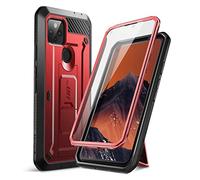 SUPCASE Unicorn Beetle Pro Series Full-Body Rugged Holster Case with Built-in Screen Protector for 6.2-Inch Google Pixel 4A 5G (2020), Metallic Red