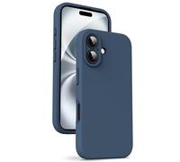 Supdeal Liquid Silicone Case for iPhone 16 - [Camera All-Round Protection] [Soft Microfiber Lining Anti-Scratch] 4 Layer Full Covered Shockproof Gel Rubber Phone Case Cover, 6.1", Dark Blue