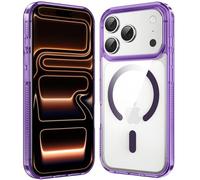 Supdeal Magnetic Case for iPhone 17 Pro Max, Compatible with MagSafe Transparent Not-Yellowing Cover Non-slip Grip Military-Grade Shockproof Magnetic Clear Phone Case, 6.9", Purple