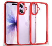 Supdeal Shockproof Clear Case for iPhone 17, [Not Yellowing] [10FT Military Drop Protection] Hard Clear Back Four Corner Airbags Drop Protection Phone Cover, 6.3 inch, Red