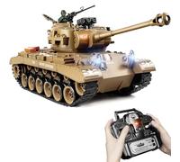 Supdex 1:18 RC Tank, 2.4Ghz US M26 Pershing Remote Control Tank, Military Model Toy, RC Army Model That Shoots BB, Smoke, Sound, Lights and Recoil, Tactical RC Battle Toy Gift for Kids and Adults