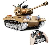 Supdex 1:18 RC Tank M26, 2.4Ghz Remote Control Tank, Remote Control US Army Military Model That Shoots BB, Recoil, Smoke, Engine Sound and Lights, Tactical RC Battle Toy Gift for Adults and Kids