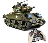 Supdex 1:18 RC Tank M4A3 Sherman, Remote Control Tank, Remote Control WW2 Military Toy with BB Shooting, Smoke, Lights Sound, Realistic Army Model for Kids Adults, Gift for Boys