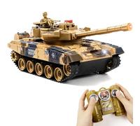 Supdex 1/24 RC Tank, Remote Control Battle Army Model Tank with Sound Effects, Lights and Smoke, 2.4G Military Model Toy for Kids, Infrared Battle Toy, Military Vehicles Model Gift for Boys
