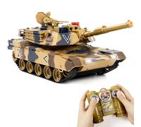 Supdex 1/24 RC Tank, Remote Control Battle Army Model Tank with Sound Effects, Lights and Smoke, 2.4G Military Model Toy for Kids, Infrared Battle Toy, Military Vehicles Model Gift for Boys（M1A2）