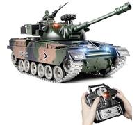 Supdex RC Tank 1:18 Alloy Metal US M60 Remote Control Tank, Army Model Toy, 2.4GHz RC Vehicle with Realistic Smoke, Engine Sound & Lights, Military That Shoots BBs, Gift for Adults and Kids