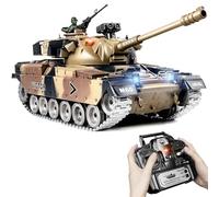 Supdex RC Tank 1:18 Alloy Metal US M60 Remote Control Tank, Army Model Toy, 2.4GHz RC Vehicle with Realistic Smoke, Engine Sound & Lights, Military That Shoots BBs, Gift for Adults and Kids