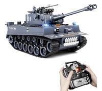 Supdex RC Tank 1:18, Remote Control Tank German Tiger I, 2.4Ghz RC Military Model with BB Firing, 15 Channel Tactical RC Battle Vehicle with Smoke, Lights & Engine Sound Toy Gift for Kids and Adults