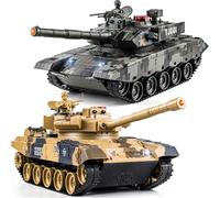 Supdex RC Tank 1/24 Scale, 2.4GHz Remote Control Military Battle Tank with Realistic Lights, Smoke Generator, Sound Effects and Vibration Feedback, Tactical Army RC Vehicle Toy, for Boys and Girls