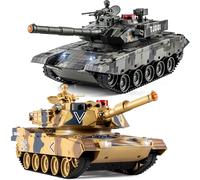 Supdex RC Tank, Remote Control 1/24 Model Tank USA M1A2 and China 99 with 2.4 GHz with Light and Smoke, Sound Effects and Vibration Feedback, for Children from 6 Years, Gift for Boys