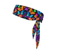 Supdreamc Headband, Sports Head Tie Headband for Women Men, Workout Running Sweatbands, Head Wrap (Black Blue Monarch Butterfly)