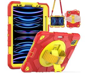 SUPE Case fits Apple iPad Air 10.9" 4th / 5th Generation (2022/2020) & iPad Pro 11" 4th/3rd Gen (2022/2021) Tough Rugged HEAVY DUTY Fun Case for Kids Boys Girls, Stand, Hand & Shoulder Strap