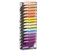 SUPEASY 16-Tier Wall File Organizer Hanging Wall File Holder for Papers, Folders, Files Clipboard & Magazine Organization Great for Office Home, Black